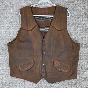 Outback Trading Co Cliffdweller Oilskin Vest Mens‎ XL Brown Fleece Lined